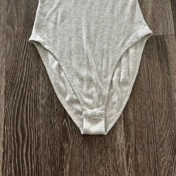 EUC ADAY Like A Glove Bodysuit High Neck Short Sleeve‎ Gray Merino Wool Size XS - Picture 15 of 16